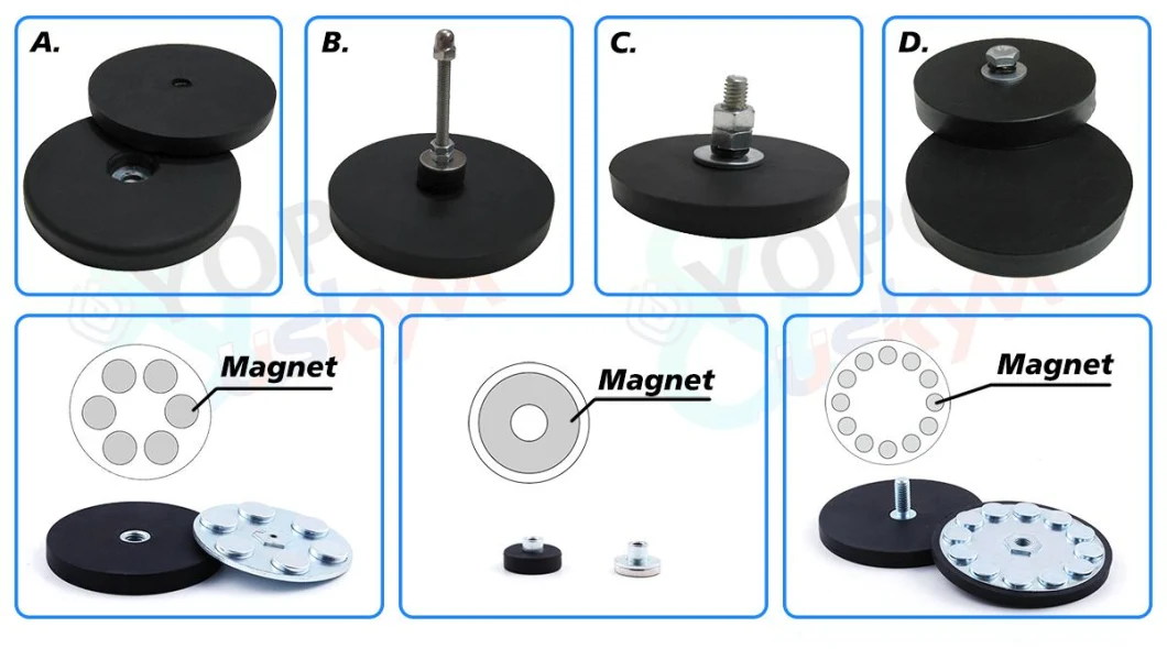 Super Strong Rubber Coated Magnetic Mount External Thread Neodymium Pot Magnet